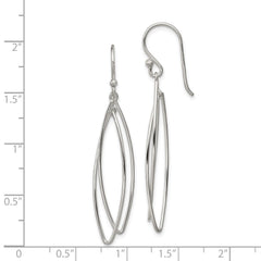 QE3985 Sterling Silver Polished Double Marquise Shape Dangle Earrings