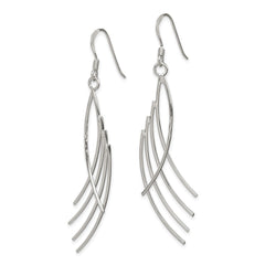 QE3988 Sterling Silver Polished Fancy Curved Design Dangle Earrings