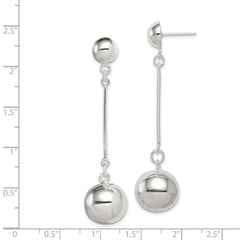 QE3996 Sterling Silver Polished 14mm Ball Post Dangle Earrings