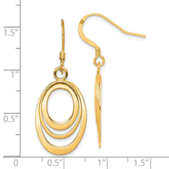 QE4009GP Sterling Silver Flash Gold-plated Polished Triple Oval Dangle Earrings