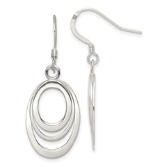 QE4009 Sterling Silver Polished Triple Oval Dangle Earrings