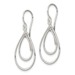 QE4067 Sterling Silver Polished Double Teardrop Dangle Earrings