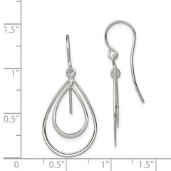 QE4067 Sterling Silver Polished Double Teardrop Dangle Earrings