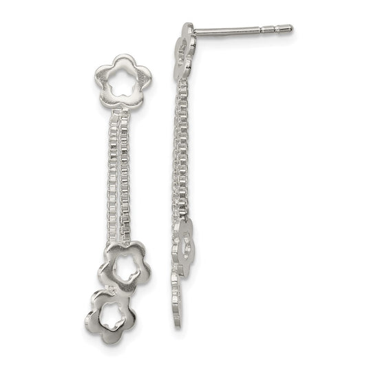 QE4094 Sterling Silver Flower Dangle Earrings