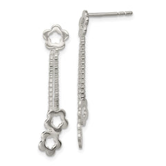 QE4094 Sterling Silver Flower Dangle Earrings