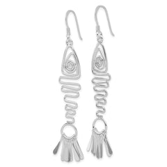 QE4117 Sterling Silver Polished Fancy Geometric Fish Earrings