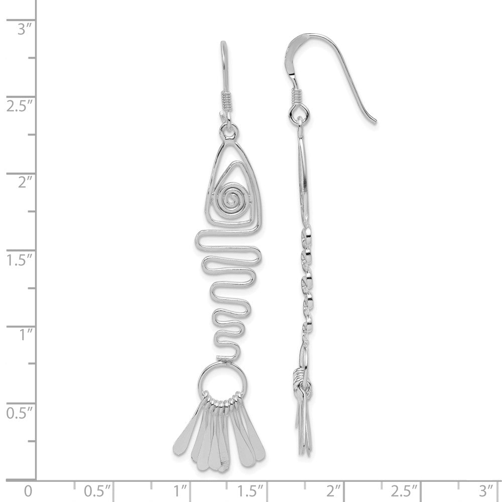 QE4117 Sterling Silver Polished Fancy Geometric Fish Earrings