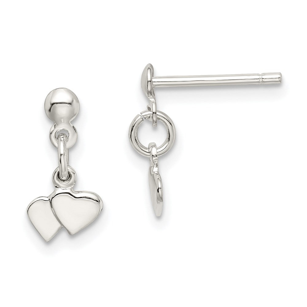 QE4202 Sterling Silver Dangling Hearts Earrings