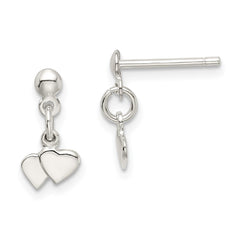 QE4202 Sterling Silver Dangling Hearts Earrings
