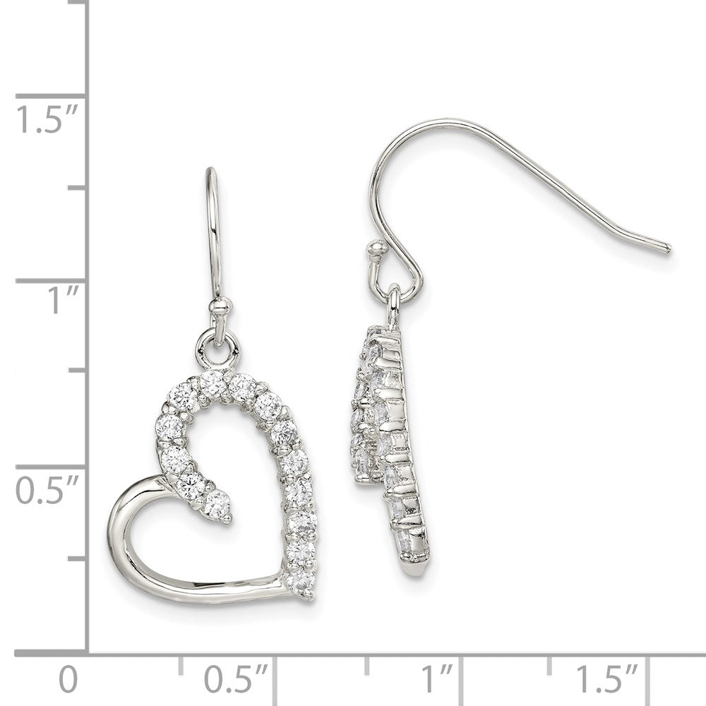 QE4215 Sterling Silver Rhodium-plated CZ Heart Earrings