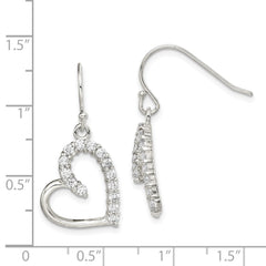 QE4215 Sterling Silver Rhodium-plated CZ Heart Earrings