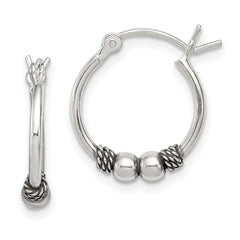QE4283 Sterling Silver Antique Fancy Hoop Earrings