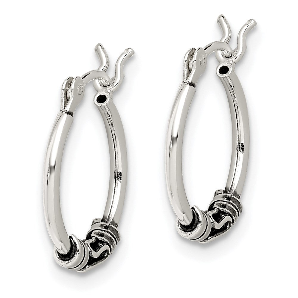 QE4286 Sterling Silver Round Antiqued Fancy Earrings