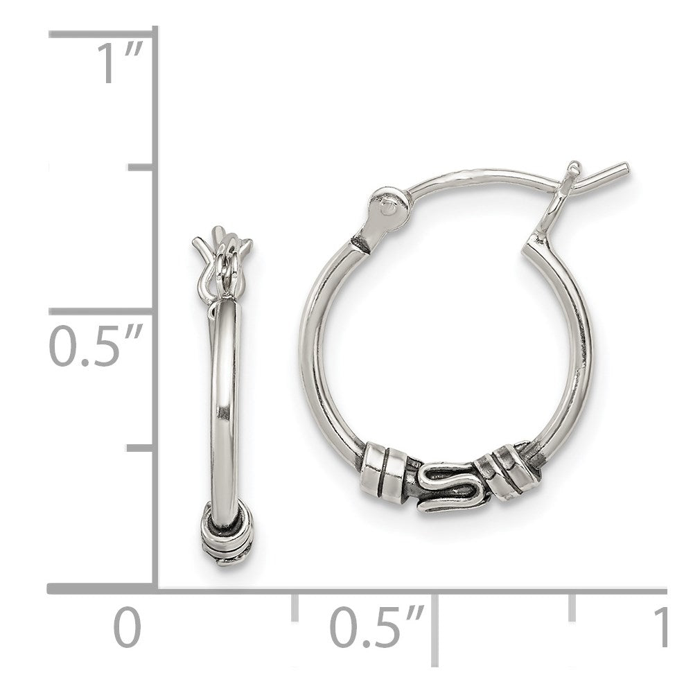 QE4286 Sterling Silver Round Antiqued Fancy Earrings