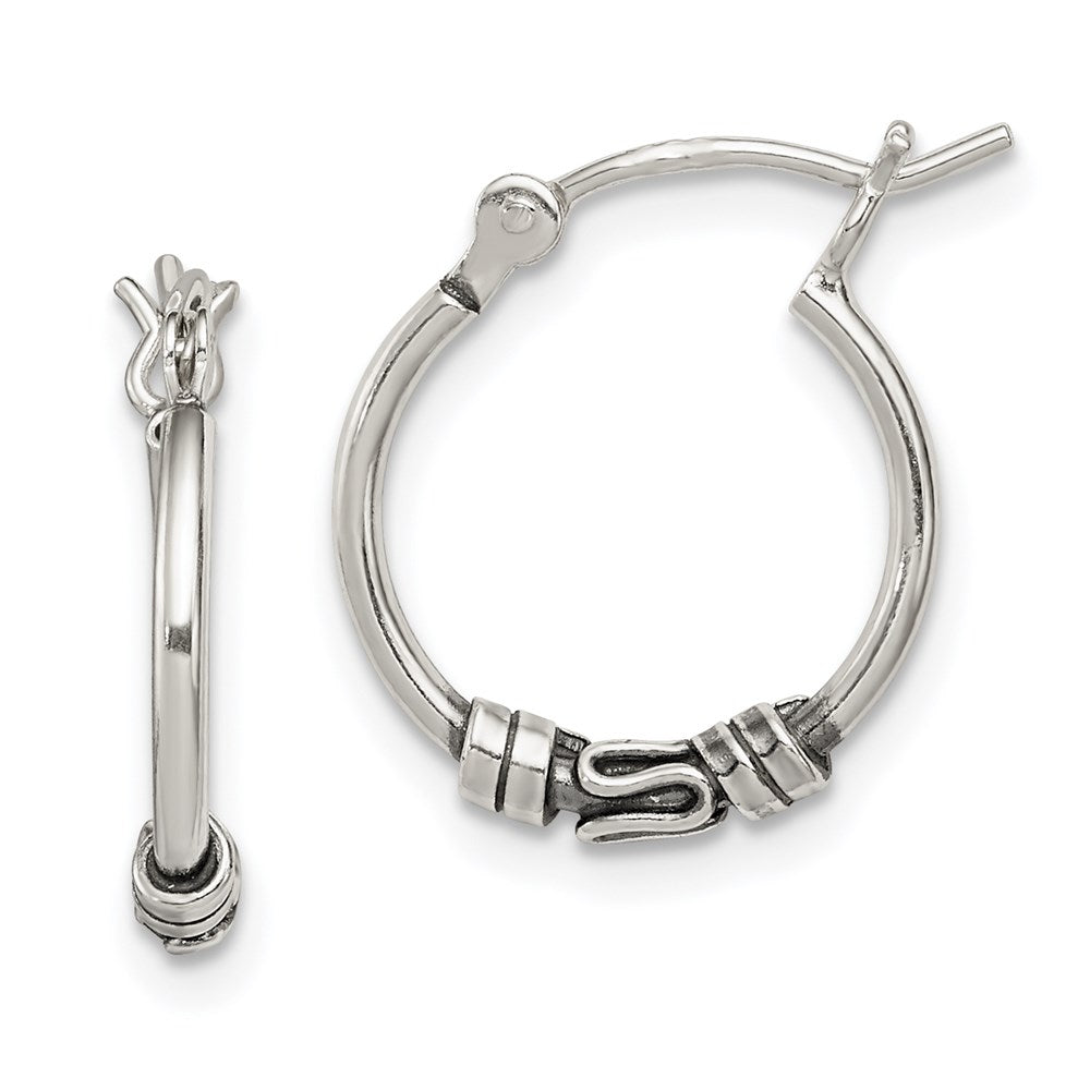 QE4286 Sterling Silver Round Antiqued Fancy Earrings
