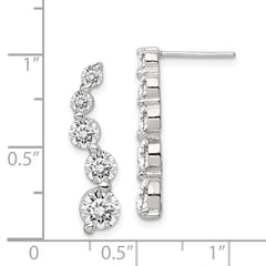 QE4316 Sterling Silver Rhodium-plated Polished CZ Journey Post Earrings