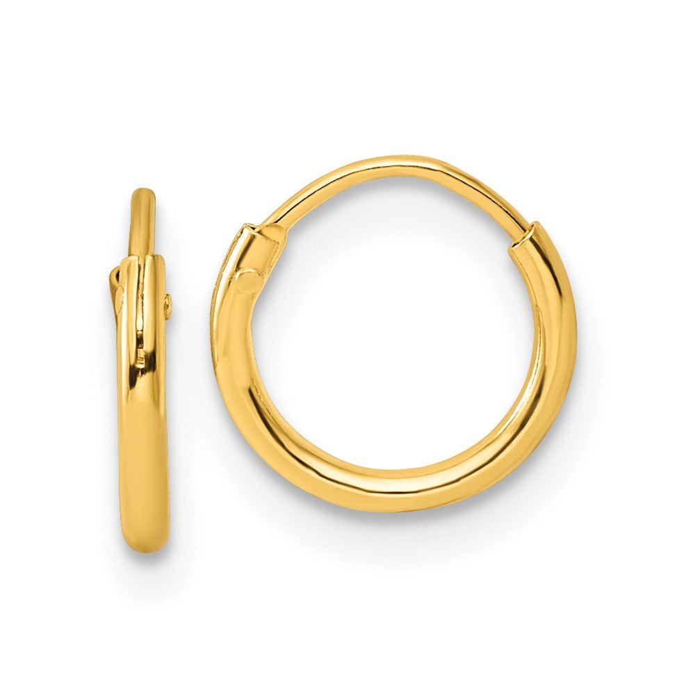 QE4345GP Sterling Silver Gold-tone 1.3mm Polished Endless Hoop Earrings