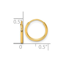 QE4346GP Sterling Silver Gold-tone 1.3mm Polished Endless Hoop Earrings