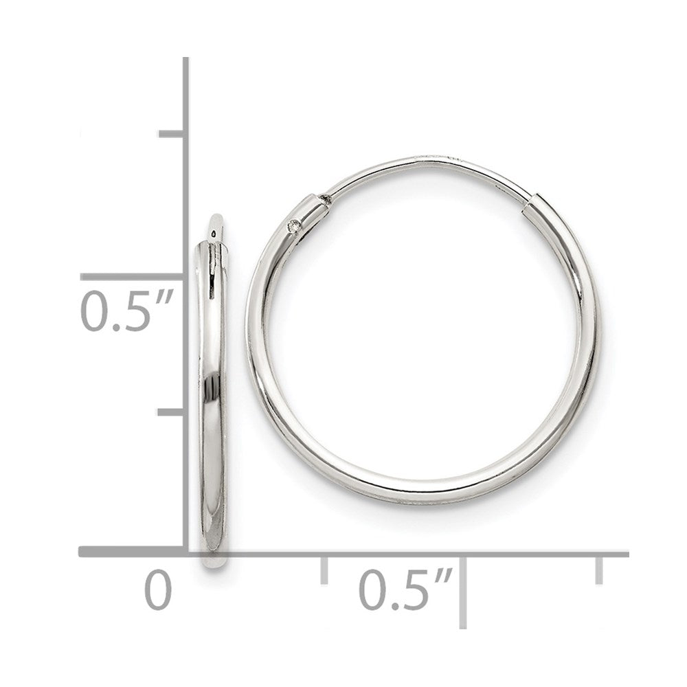 QE4349 Sterling Silver 1.3mm Hoop Earrings