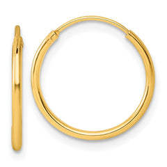 QE4349GP Sterling Silver Gold-tone 1.3mm Polished Endless Hoop Earrings