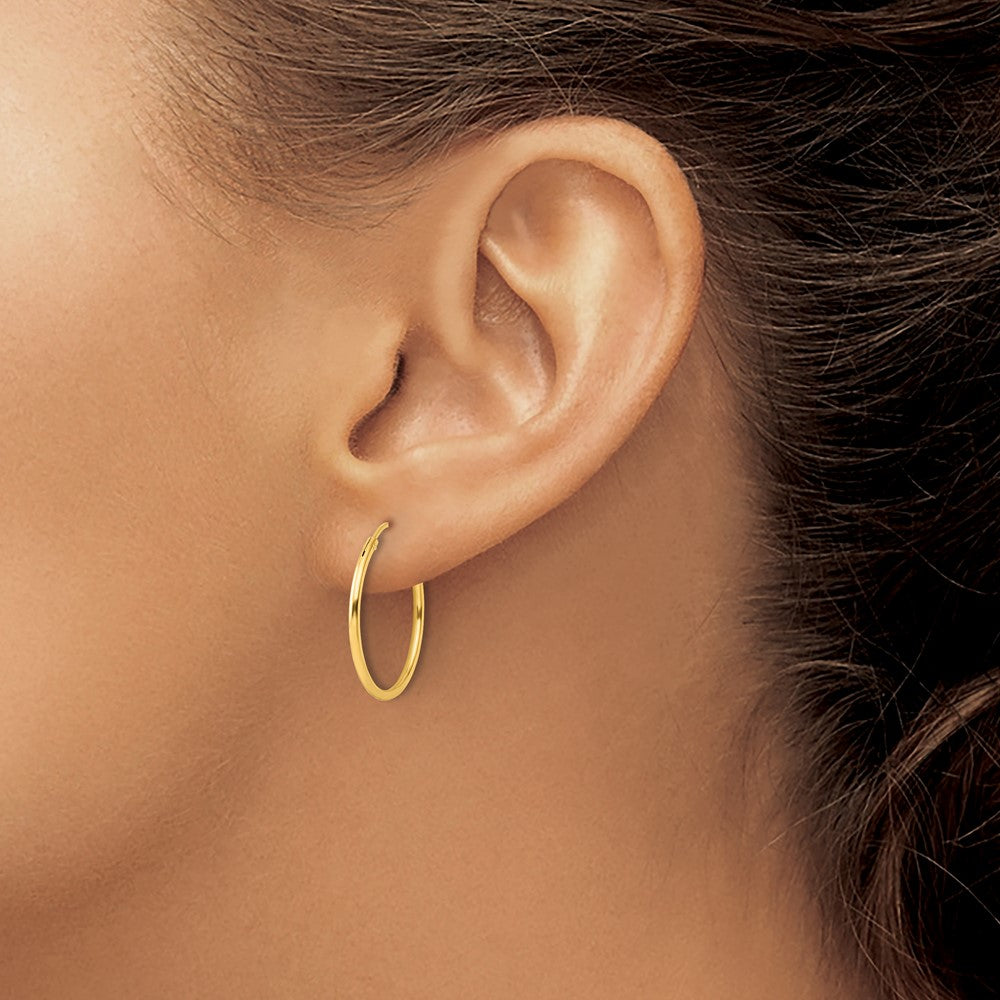 QE4352GP Sterling Silver Gold-tone 1.3mm Polished Endless Hoop Earrings