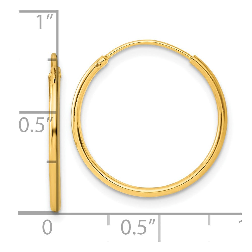 QE4352GP Sterling Silver Gold-tone 1.3mm Polished Endless Hoop Earrings
