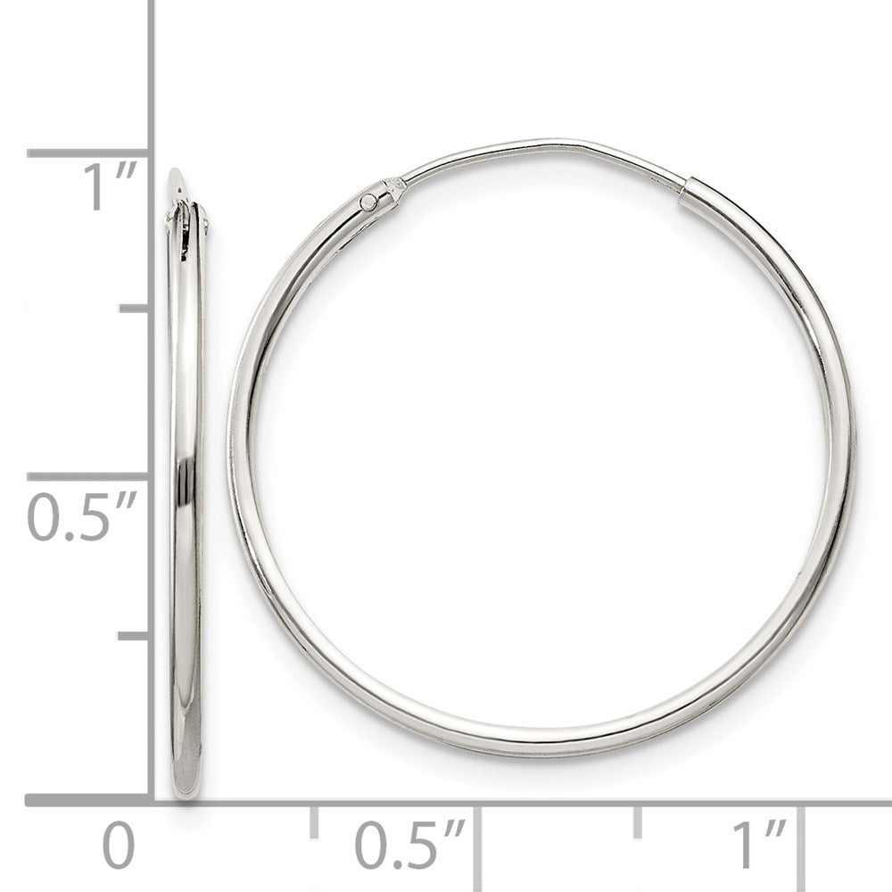 QE4354 Sterling Silver 1.3mm Hoop Earrings