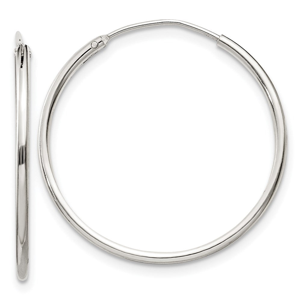 QE4354 Sterling Silver 1.3mm Hoop Earrings