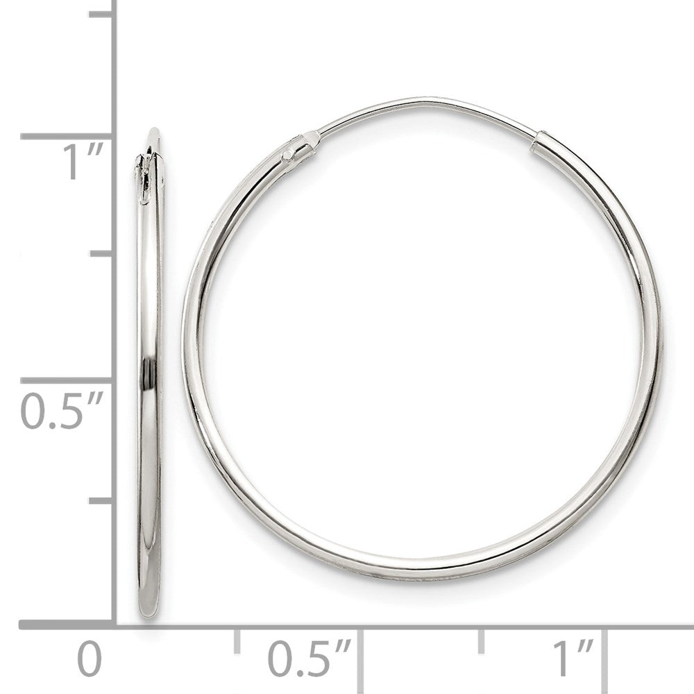 QE4355 Sterling Silver 1.3mm Hoop Earrings