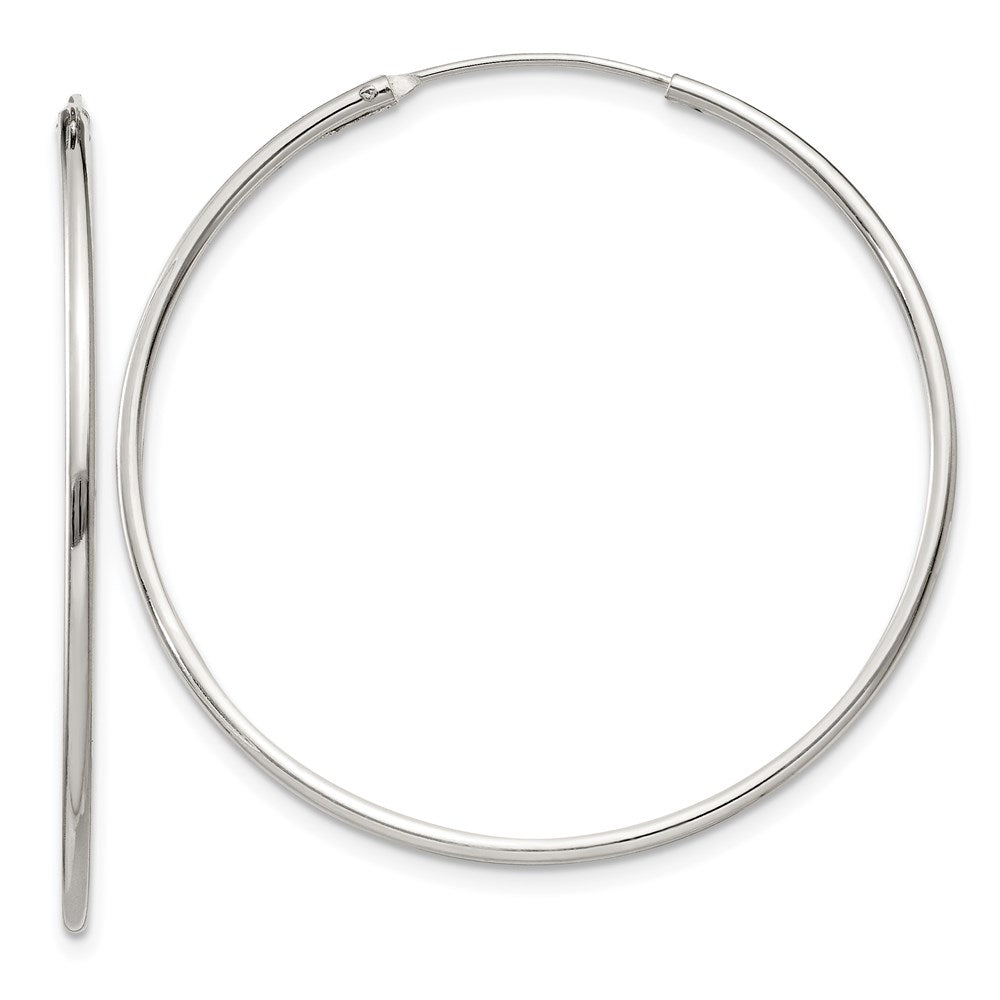 QE4357 Sterling Silver 1.3mm Hoop Earrings