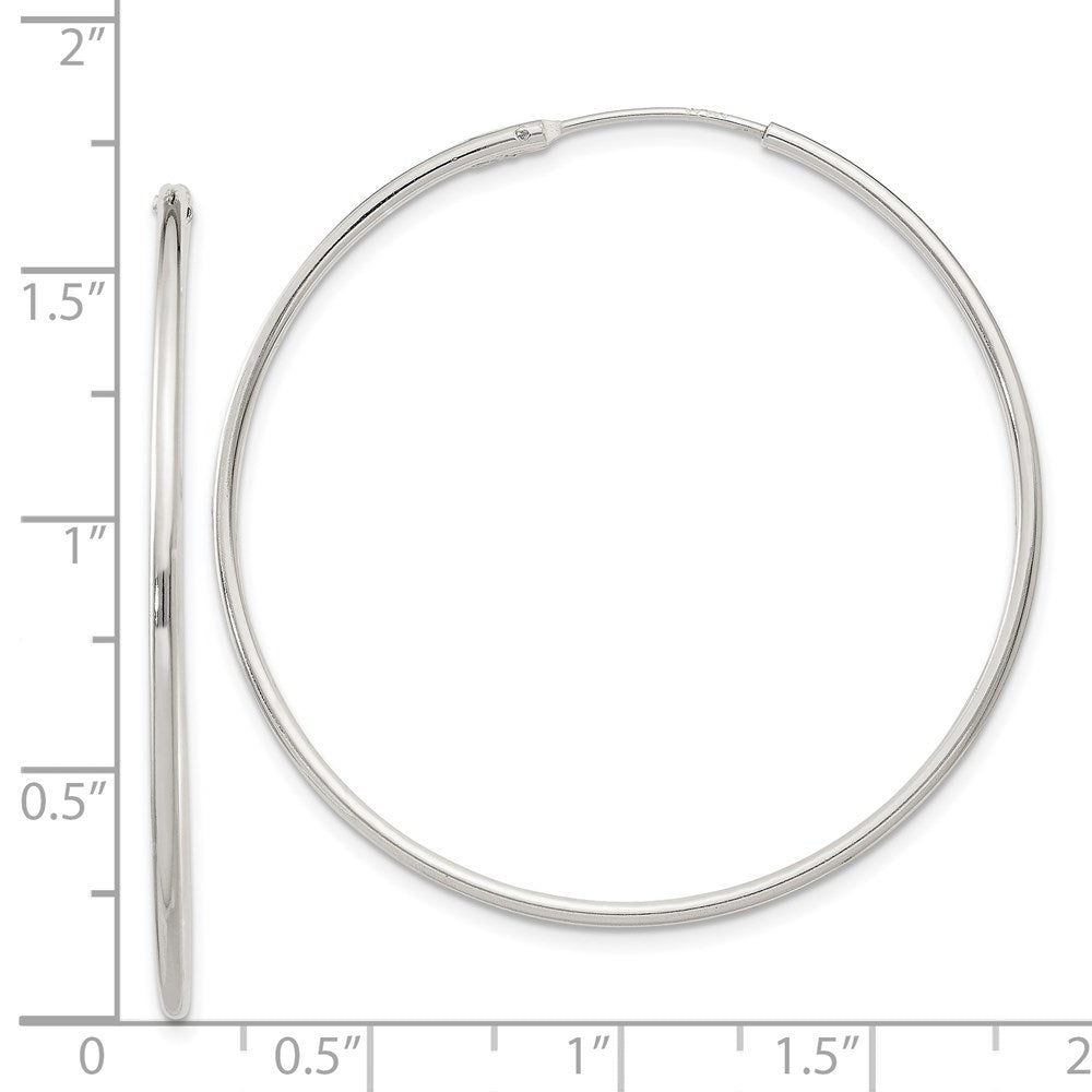 QE4358 Sterling Silver 1.3mm Hoop Earrings