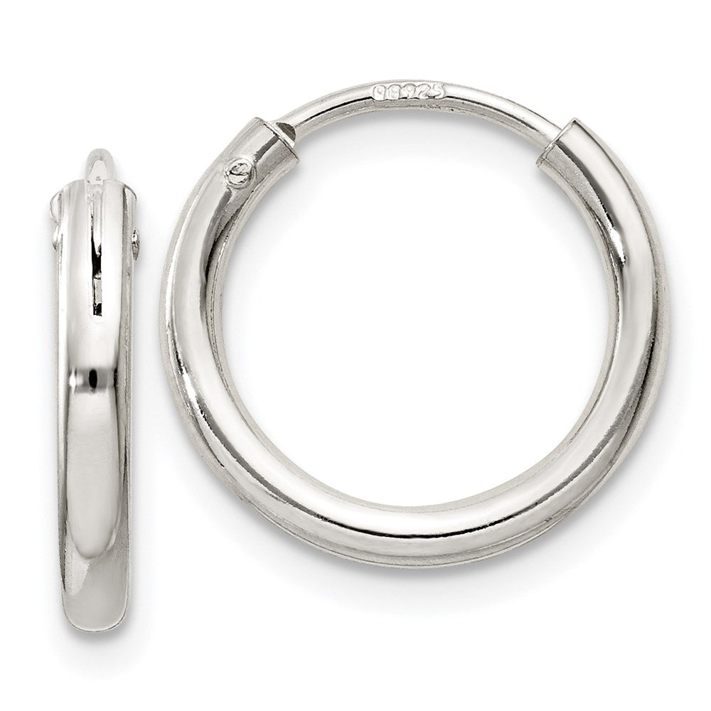 QE4363 Sterling Silver 2mm Hoop Earrings