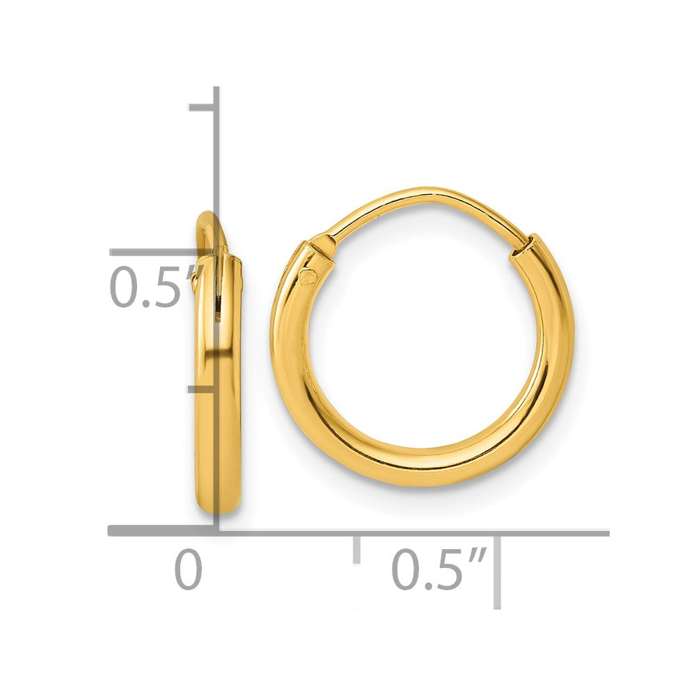 QE4363GP Sterling Silver Flash Gold-plated 2mm Endless Hoop Earrings