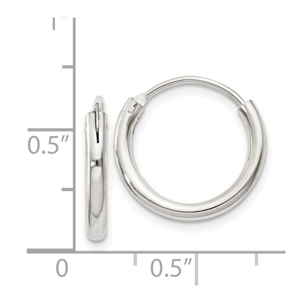 QE4365 Sterling Silver 2mm Hoop Earrings