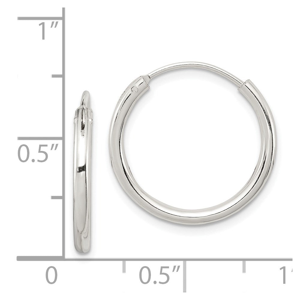 QE4366 Sterling Silver 2mm Hoop Earrings
