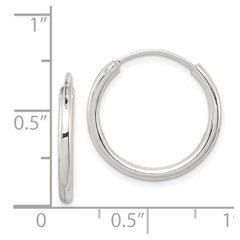 QE4366 Sterling Silver 2mm Hoop Earrings
