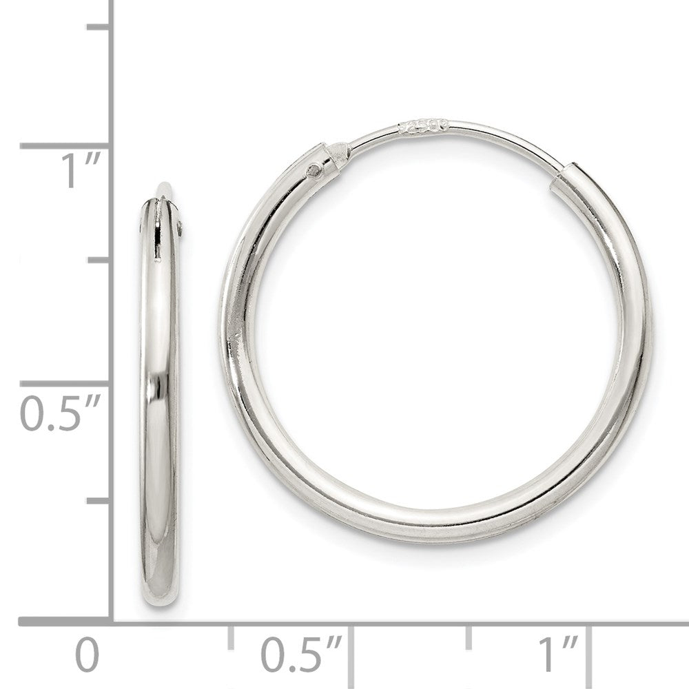 QE4368 Sterling Silver 2mm Hoop Earrings