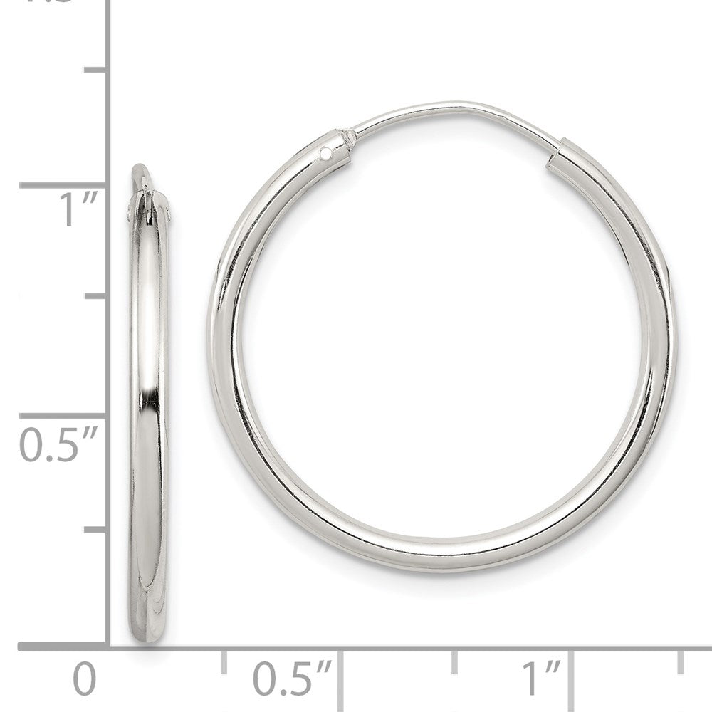 QE4369 Sterling Silver 2mm Hoop Earrings