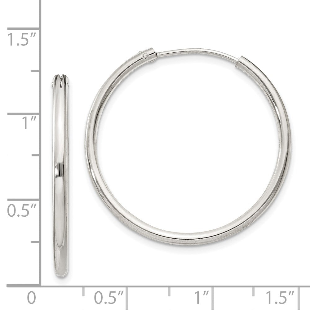 QE4370 Sterling Silver 2mm Hoop Earrings