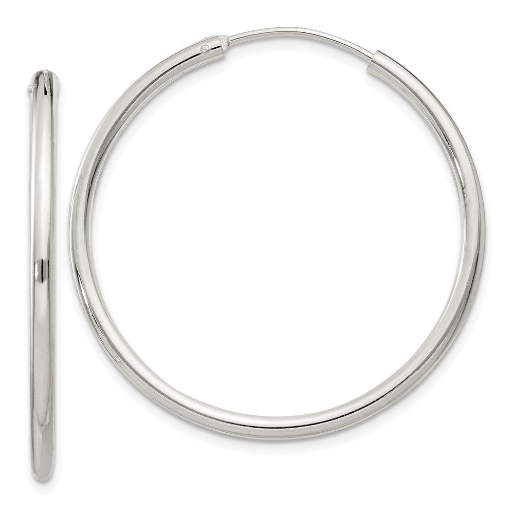 QE4371 Sterling Silver 2mm Hoop Earrings