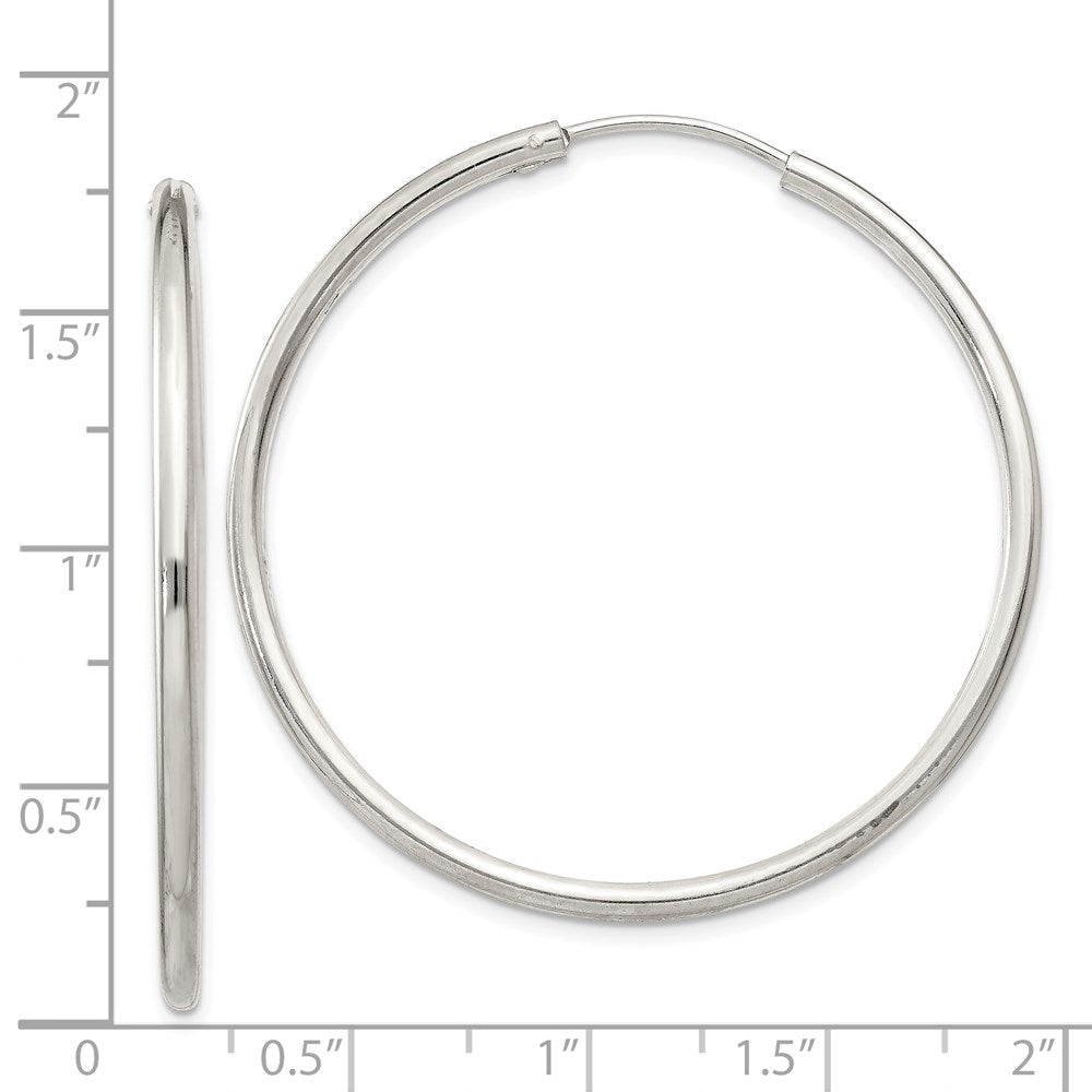 QE4372 Sterling Silver 2mm Hoop Earrings