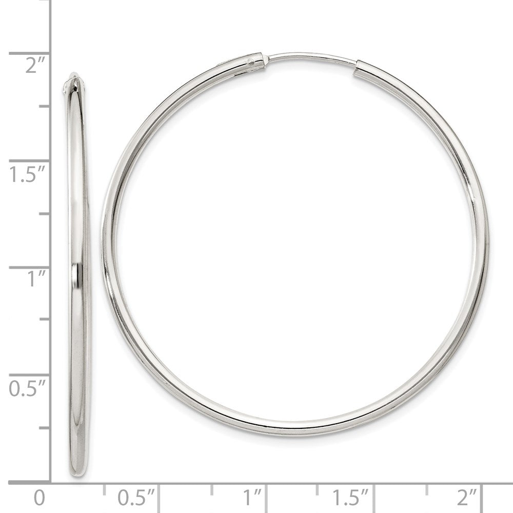 QE4373 Sterling Silver 2mm Hoop Earrings