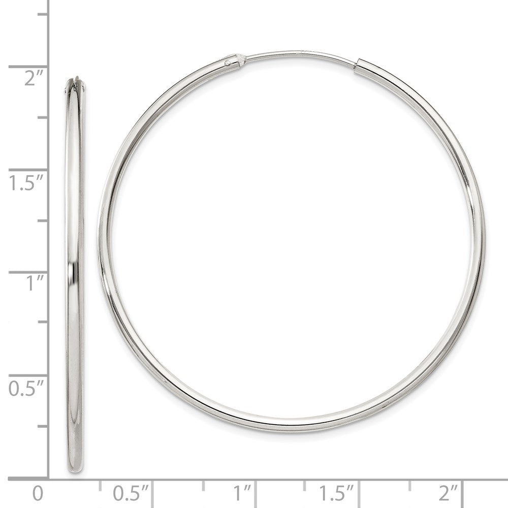 QE4374 Sterling Silver 2mm Hoop Earrings