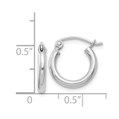 QE4375 Sterling Silver Rhodium-plated 2mm Round Hoop Earrings