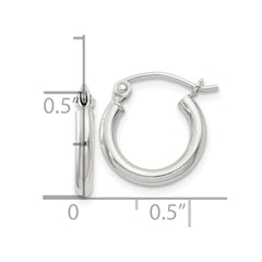QE4375SP Sterling Silver 2mm Round Hoop Earrings