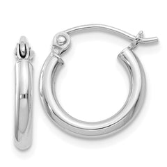 QE4375 Sterling Silver Rhodium-plated 2mm Round Hoop Earrings