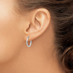 QE4376 Sterling Silver Rhodium-plated 2mm Round Hoop Earrings
