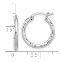 QE4376 Sterling Silver Rhodium-plated 2mm Round Hoop Earrings