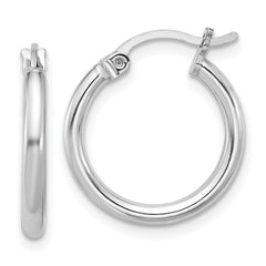 QE4376 Sterling Silver Rhodium-plated 2mm Round Hoop Earrings