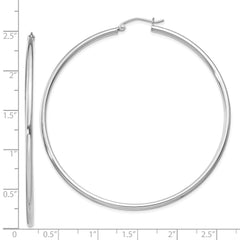 QE4378 Sterling Silver Rhodium-plated 2mm Round Hoop Earrings